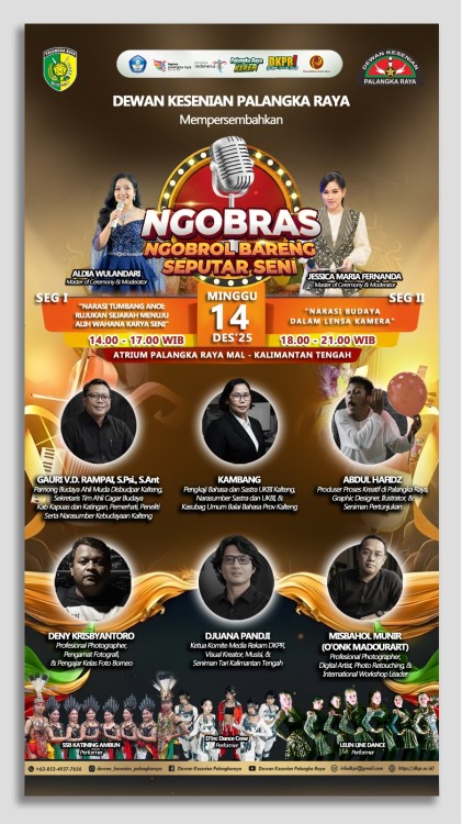 Poster NGOBRAS (Ngobrol seputar Seni) bersama Dewan Kesenian Palangka Raya